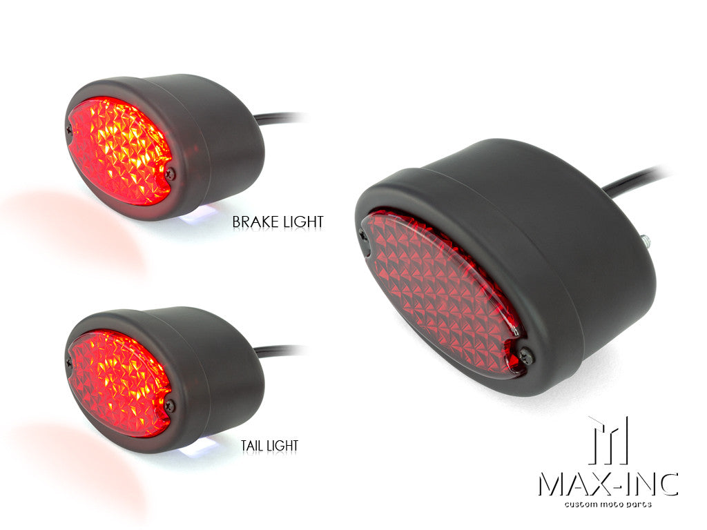 Classic Matte Black Metal Oval LED Stop / Tail Light