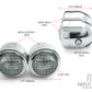 Chrome Universal Twin Metal Headlight + Mesh Grill - 12v / 35w