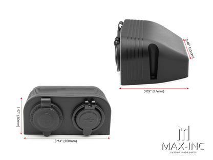 Universal Dash Mount 12v Socket + Twin USB Power Supply