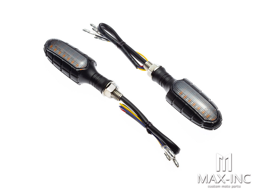 Black Grenade Integrated LED Sequential Turn Signals + Stop / Tail Lights