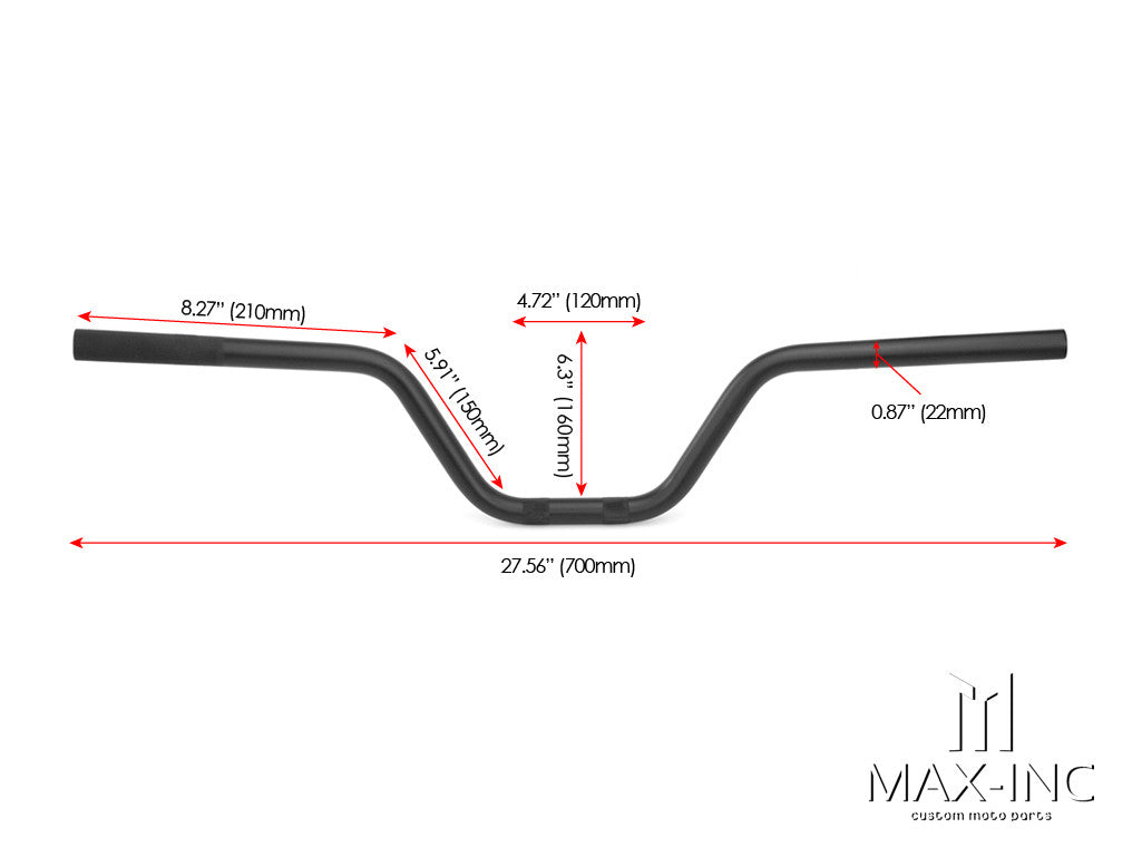 Black Alloy Cafe Racer Ape Bars - 7/8 (22mm)