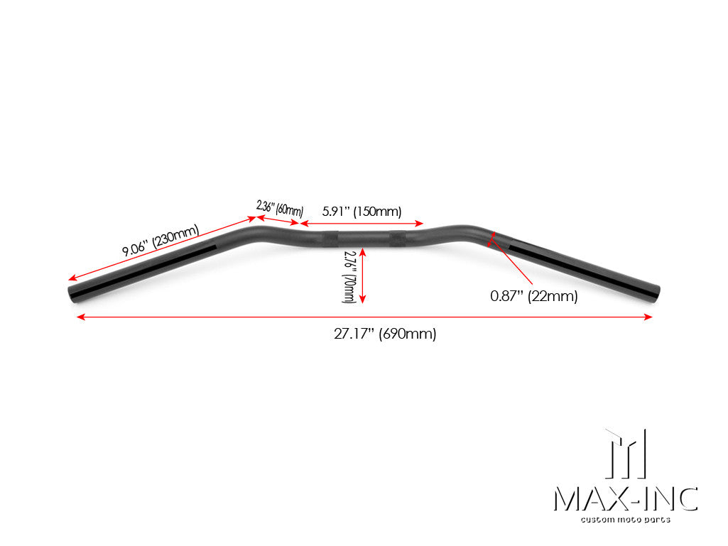 Black Alloy Cafe Racer Drag Bars - 7/8 (22mm)