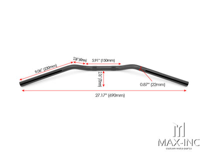 Black Alloy Cafe Racer Drag Bars - 7/8 (22mm)