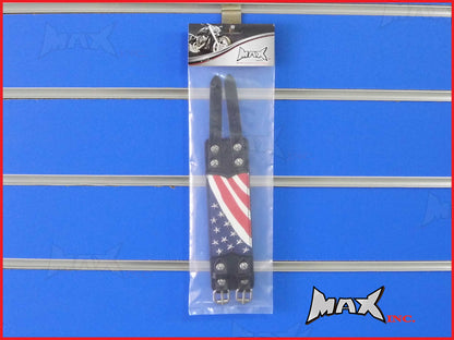 American Flag Bikers Black Wristband - PU Leather