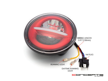 5.75" Red Classic / Modern LED Headlight Insert