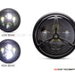 7.7" Matte Black + Contrast Multi Projector LED Headlight + Tri-Prop Grill Cover-Light Display