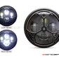 7.7" Matte Black + Contrast Multi Projector LED Headlight + Tri-Deco Grill Cover-Light Display