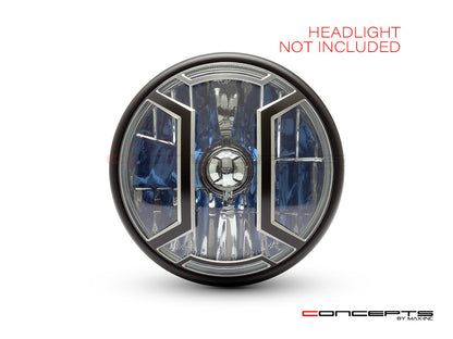 7" Armour Design Black + Contrast Cut CNC Aluminum Headlight Guard Cover