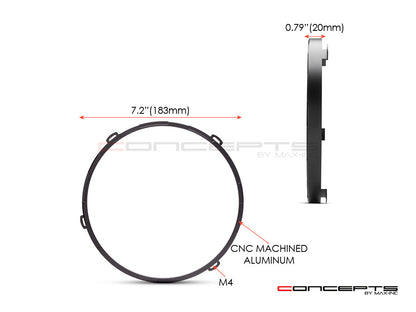 JK Jeep CNC Machined Billet Alum Headlight Retaining Rings - Years 2007 - 2018