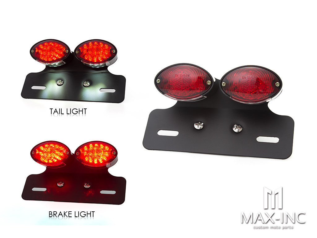 Universal Double Cat Eye Black LED Stop / Tail Light - Red Lens