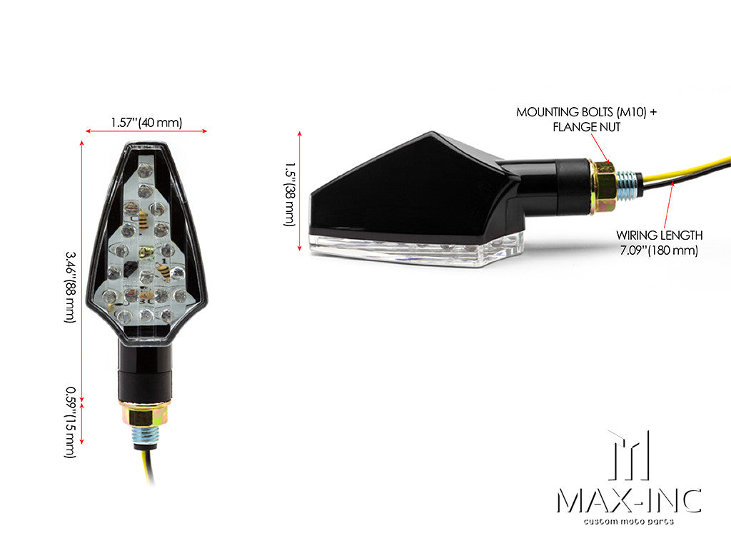 Black Full Size LED Turn Signals / Indicators - Emarked