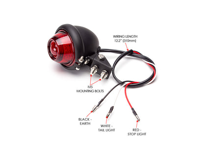 Matte Black Mini Bates Style LED Stop / Tail Light - Red Lens
