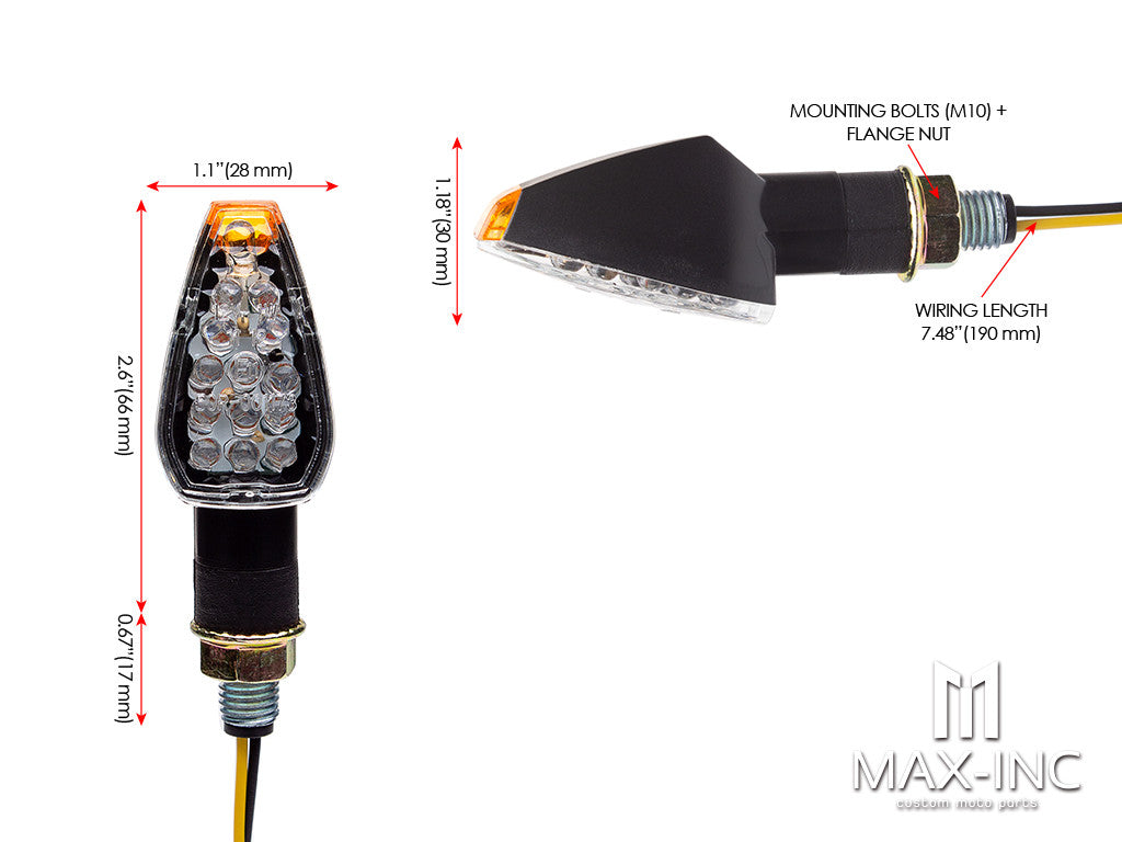 Black Micro LED Turn Signals / Indicators - Small & Bright