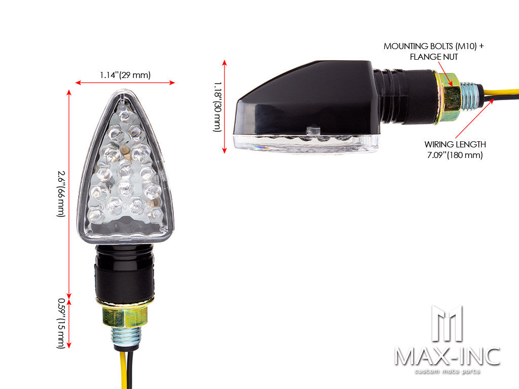 Black Mini Spear Head LED Turn Signals / Indicators - Emarked