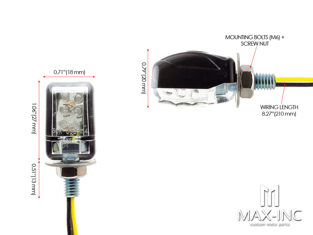 Black Tiny LED Turn Signals / Indicators - Small & Bright