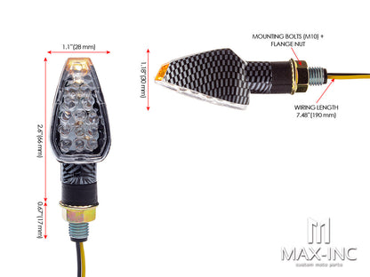 Carbon Pattern Micro LED Turn Signals / Indicators - Small & Bright