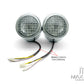 Chrome Universal Twin Metal Headlight + Mesh Grill - 12v / 35w