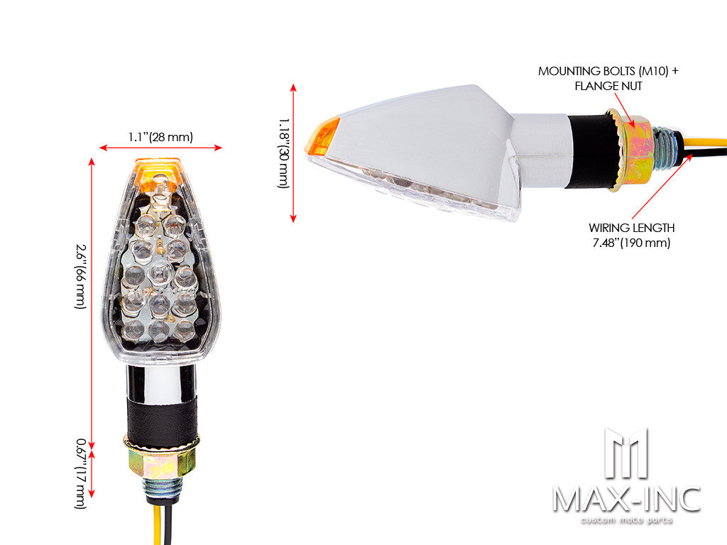 Chrome Micro LED Turn Signals / Indicators - Small & Bright