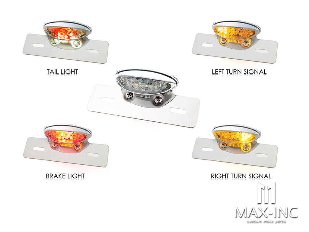Chrome Oval Integrated LED Stop / Tail Light / Turn Signals