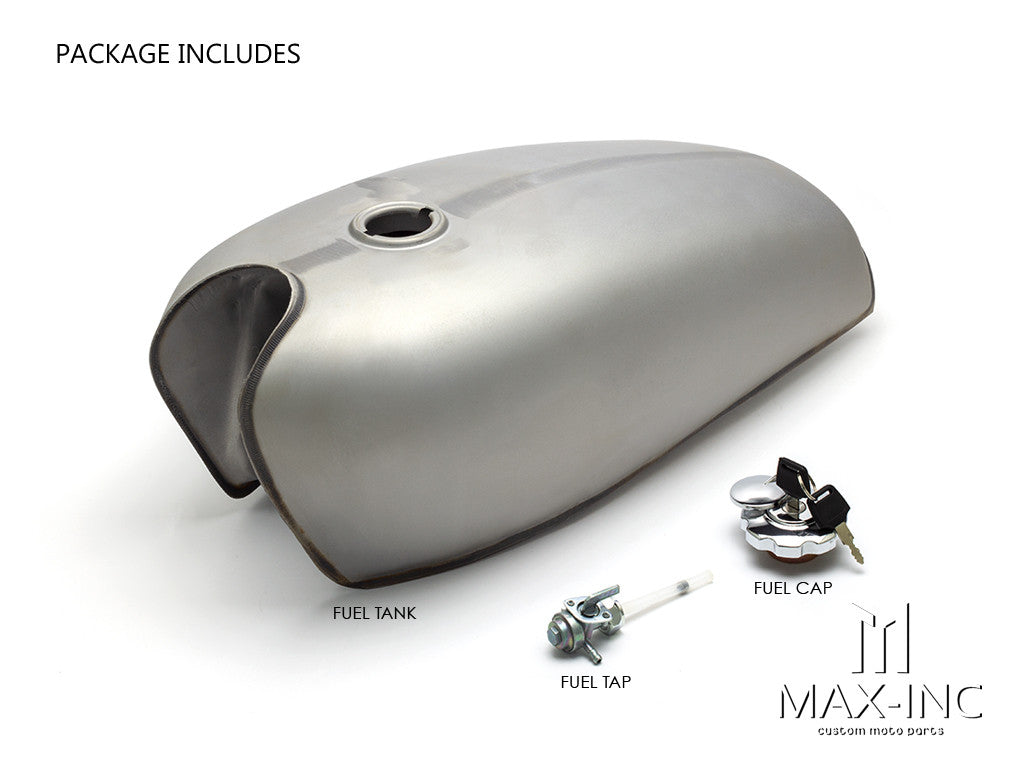Classic Style Universal Unpainted 9L Fuel Tank + Fuel Cap + Fuel Tap