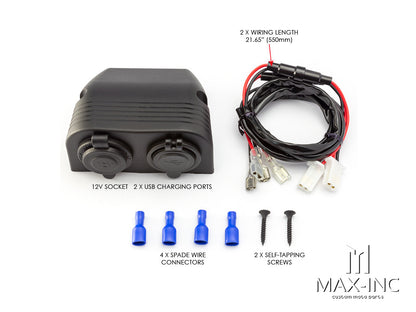 Universal Dash Mount 12v Socket + Twin USB Power Supply