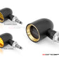 MAX "DERBY" Black + Brass CNC Machined Alum Classic Mini LED Indicators / Turn Signals