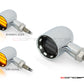 MAX "DERBY" Chrome + Black Contrast CNC Machined Alum Classic Mini LED Indicators / Turn Signals