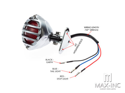 Polished Cage Grill Alloy Fender Mount LED Stop / Tail Light