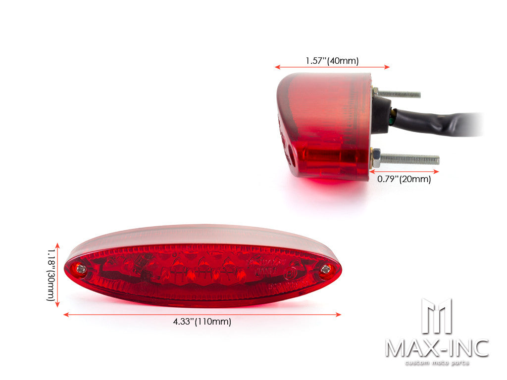 Universal Oval LED Stop / Tail Light - Red Lens