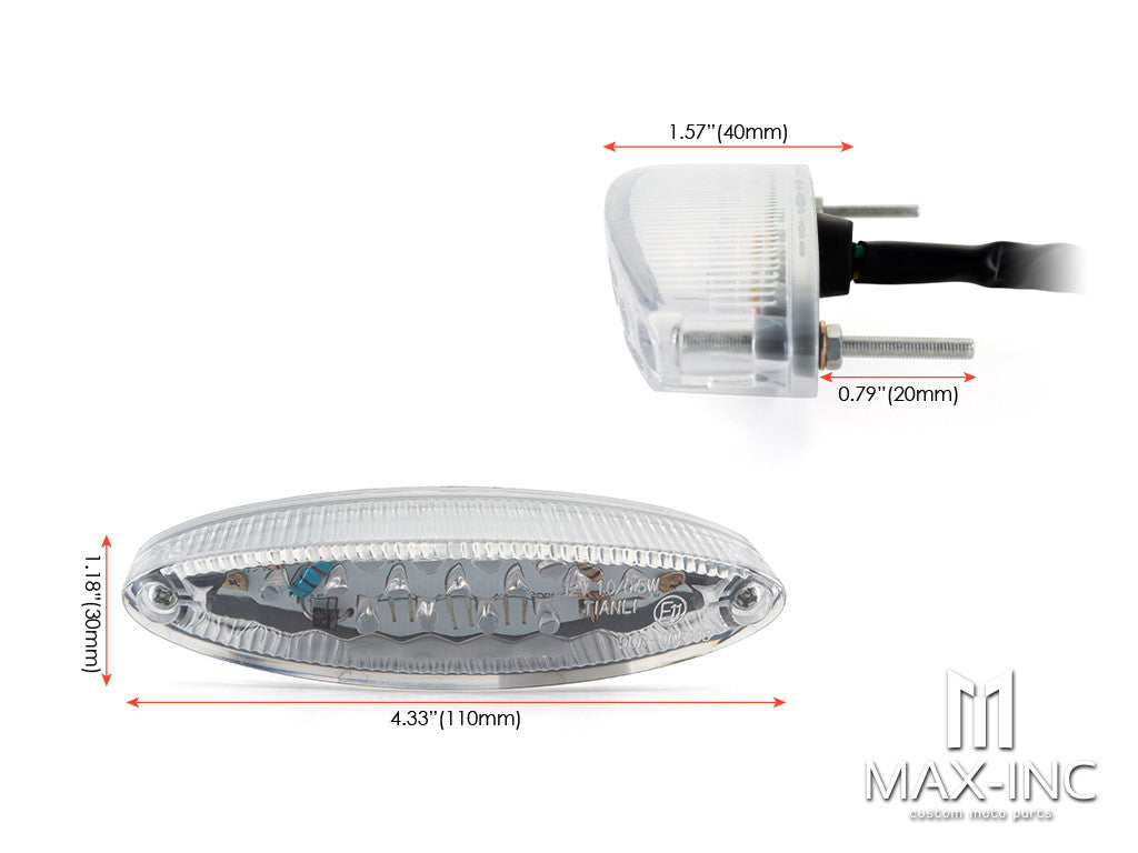 Universal Oval LED Stop / Tail Light - Clear Lens