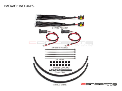 White DIY Universal Fender Mount LED Auxiliary Light Set - 14 Piece
