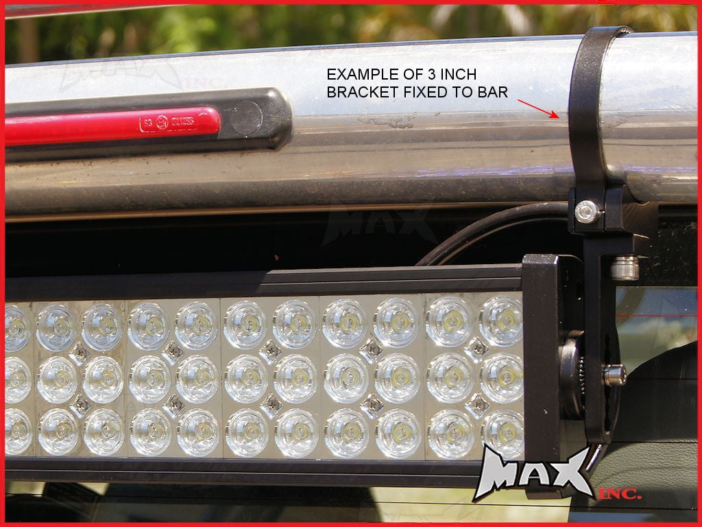 MAX Black Adjustable Aluminium LED Light Bar Brackets - 0.875" (21-23mm) Diameter