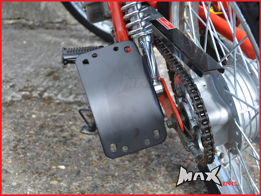 Black Curved Side Axle Mount License Plate Holder - 3/4" (20mm)