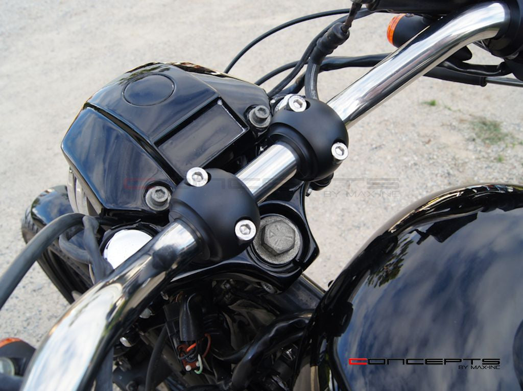 Matte Black Billet Aluminium Old School Harley Davidson Cafe Racer Risers - 1-1/4"
