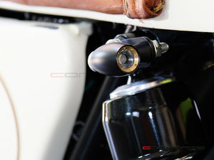MAX LADZ Black + Brass CNC Machined 6061 Aluminum Mini Rear LED Turn Signals with Dual-Intensity Running Lights - Red