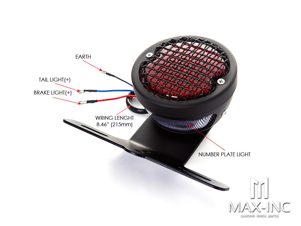 Matte Black Mesh Grill Metal LED Stop / Tail Light