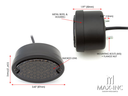 Classic Matte Black Metal Oval Smoked Lens LED Stop / Tail Light