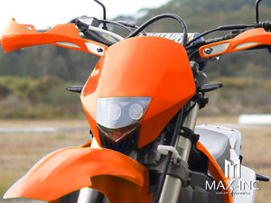 Orange Stealth Supermoto LED Headlight Mask - 20W Fork Mount