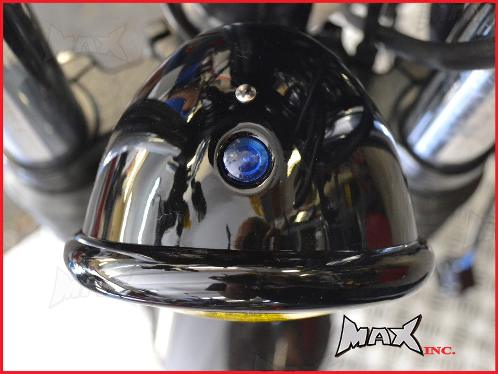 4.75 INCH Black Bates Style Metal Headlight - Yellow Lense