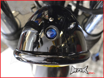 4.75 INCH Black Bates Style Metal Headlight - Yellow Lense