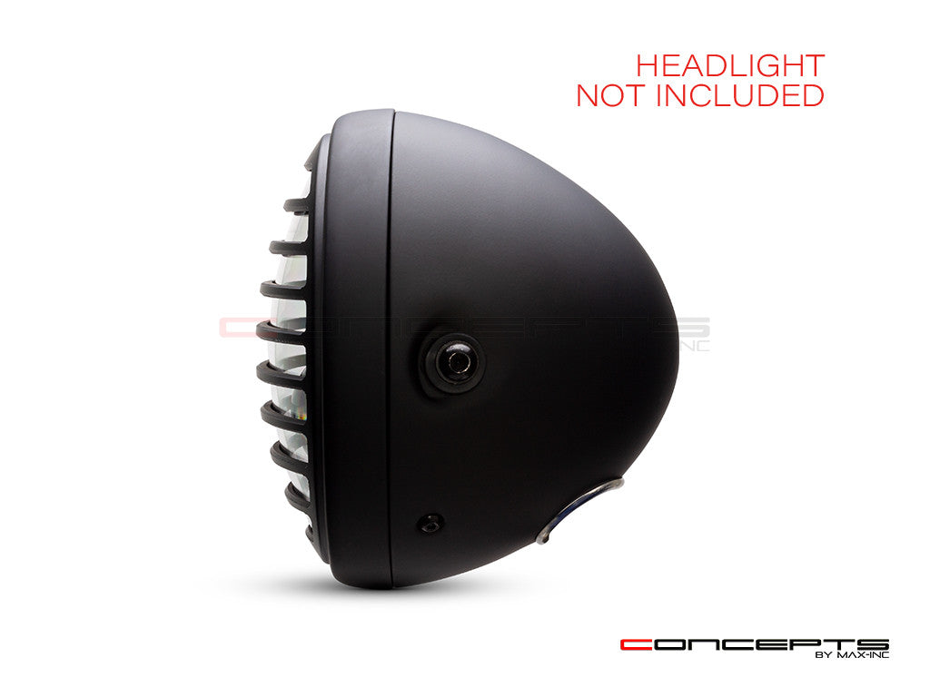 Vent Grill Design 7" Black CNC Aluminum Headlight Guard Cover