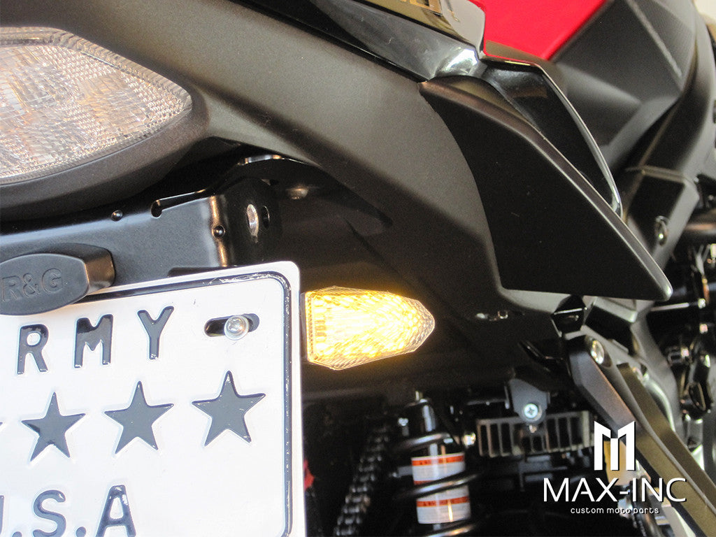 Black License Plate Mount Mini LED Turn Signals / Indicators - Emarked