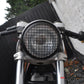 5.75" Vintage Style Black + Mesh Metal Headlight with Integrated GPS Speedometer - 55W Halogen, DOT/E-mark, IP67 Waterproof for Custom Bikes
