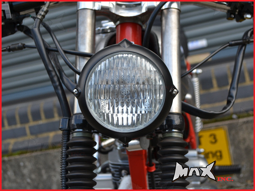 5.5 INCH Matte Black Aluminium Vintage Style Bottom Mount Headlight - 12v / 35w
