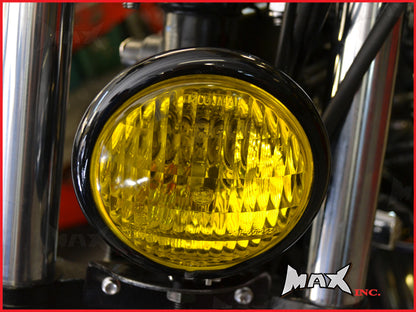 4.75 INCH Black Bates Style Metal Headlight - Yellow Lense