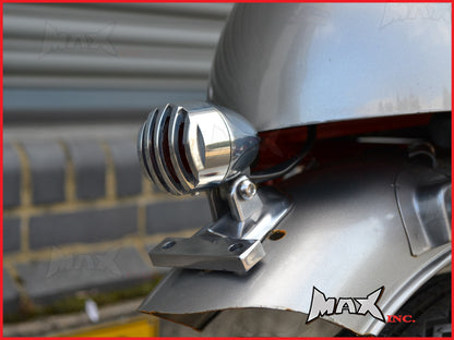Polished Aluminium Mini Prison Grill LED Stop / Tail Light - Red Lense