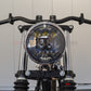 5.75" Bates Style LED Multi Projector Gloss Black + Chrome Metal Headlight - 12-24V 80W CREE LED, DRLs for Harley, Custom Bikes, Scramblers, Cafe Racers