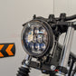 5.75" Bates Style LED Multi Projector Gloss Black Metal Headlight - 12-24V 80W CREE LED, DRLs for Harley, Custom Bikes, Scramblers, Cafe Racers