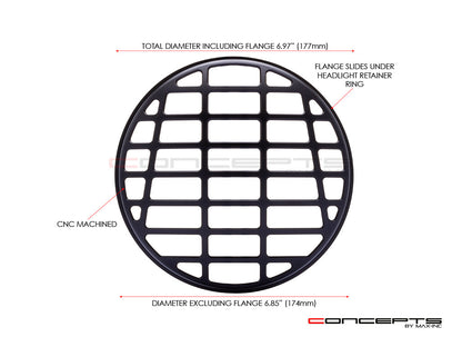 7" Futura Design Black CNC Aluminum Headlight Guard Cover