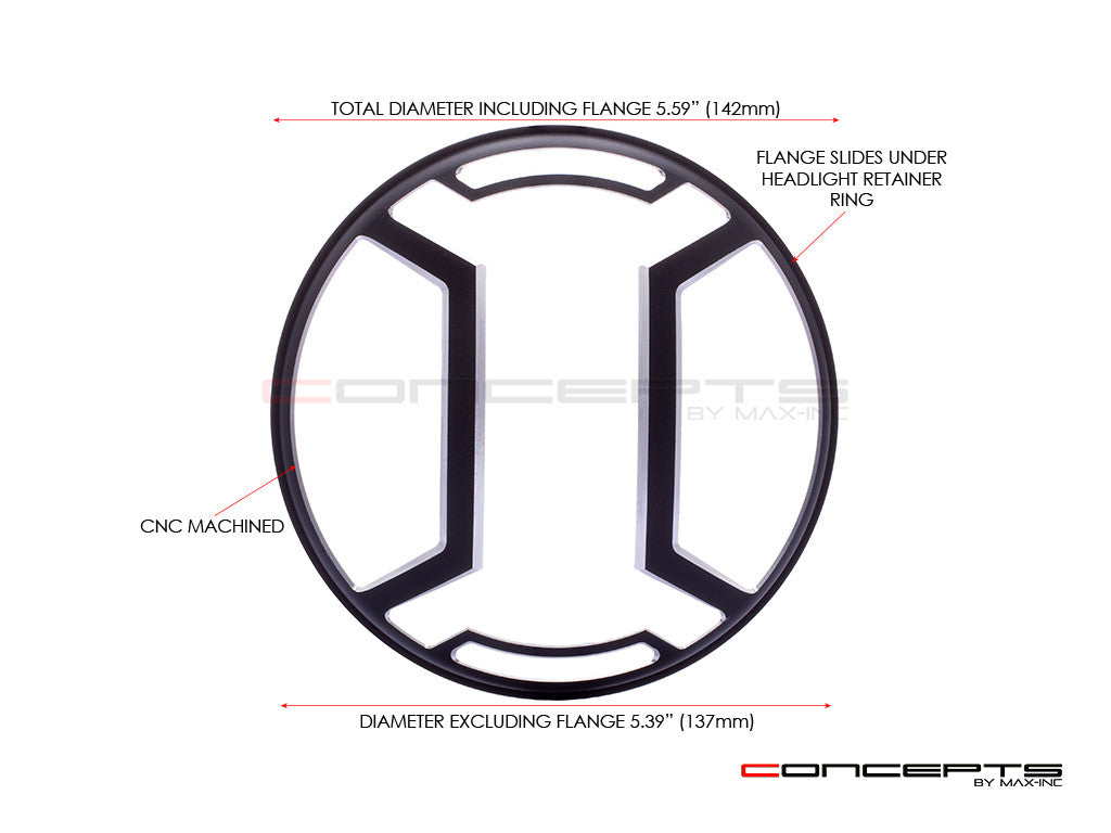 5.75" Armour Design Black / Contrast CNC Aluminum Headlight Guard Cover
